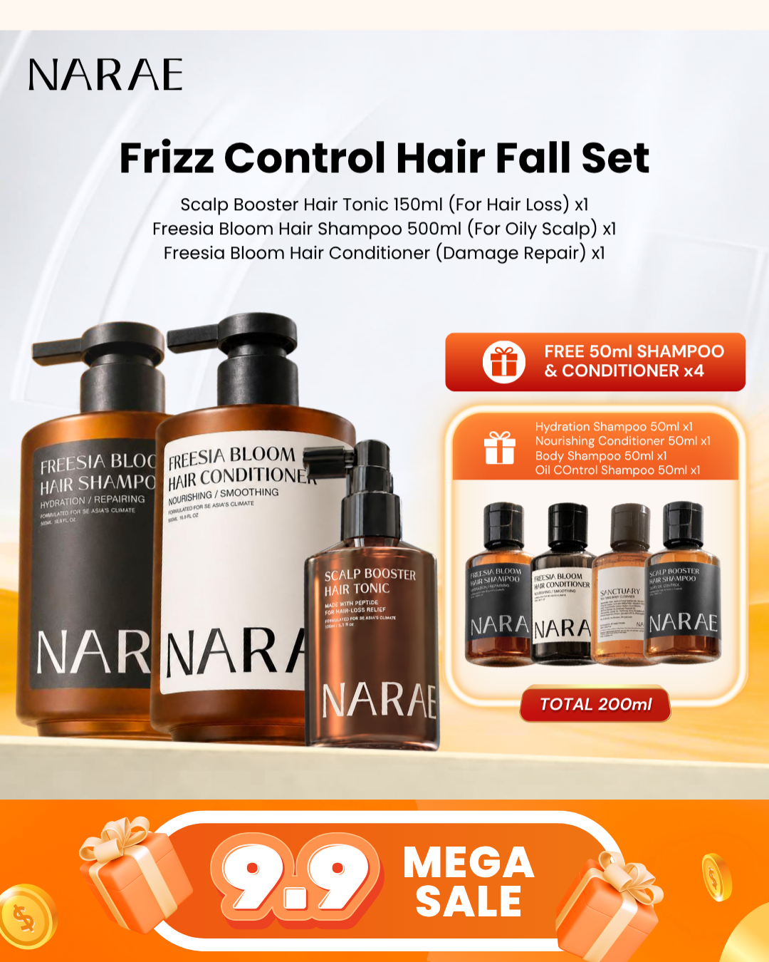 [9.9 DEALS] Frizz Control Hair Fall - Set B