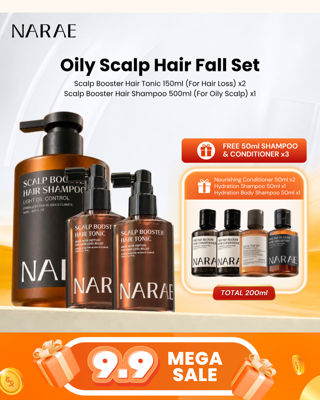 [9.9 DEALS] Oil Control Hair Fall - Set C