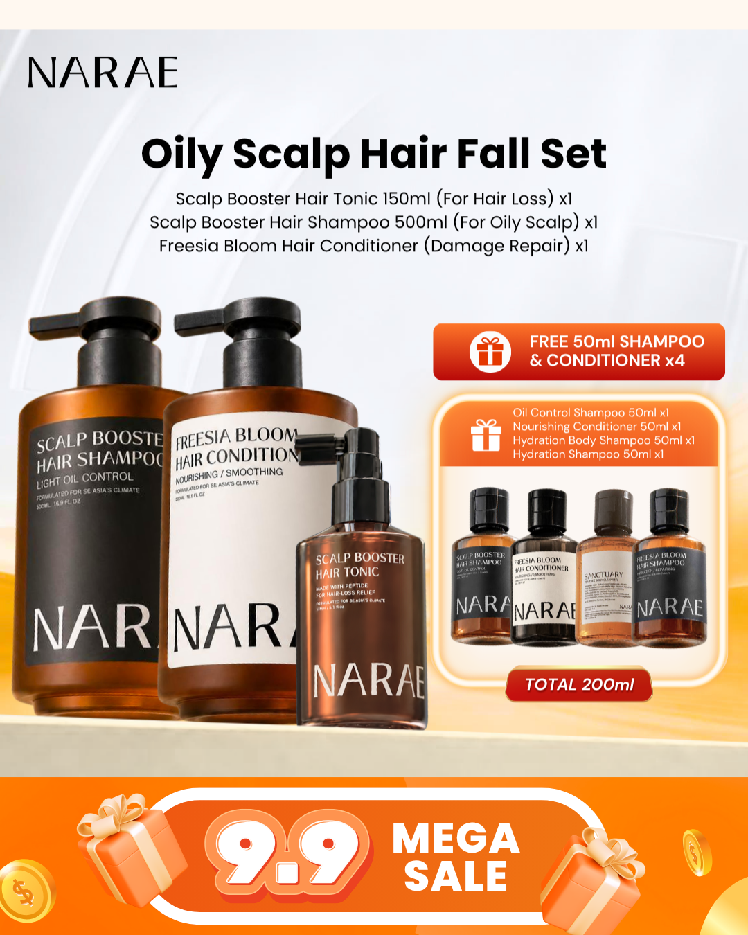 [9.9 DEALS] Oil Control Hair Fall - Set B
