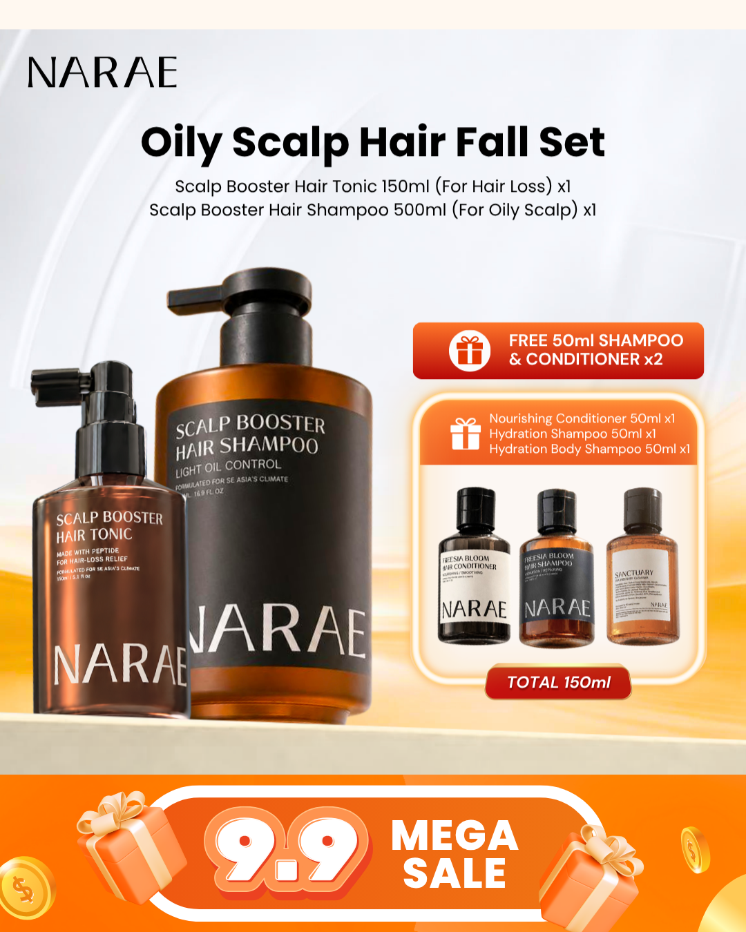 [9.9 DEALS] Oil Control Hair Fall - Set A