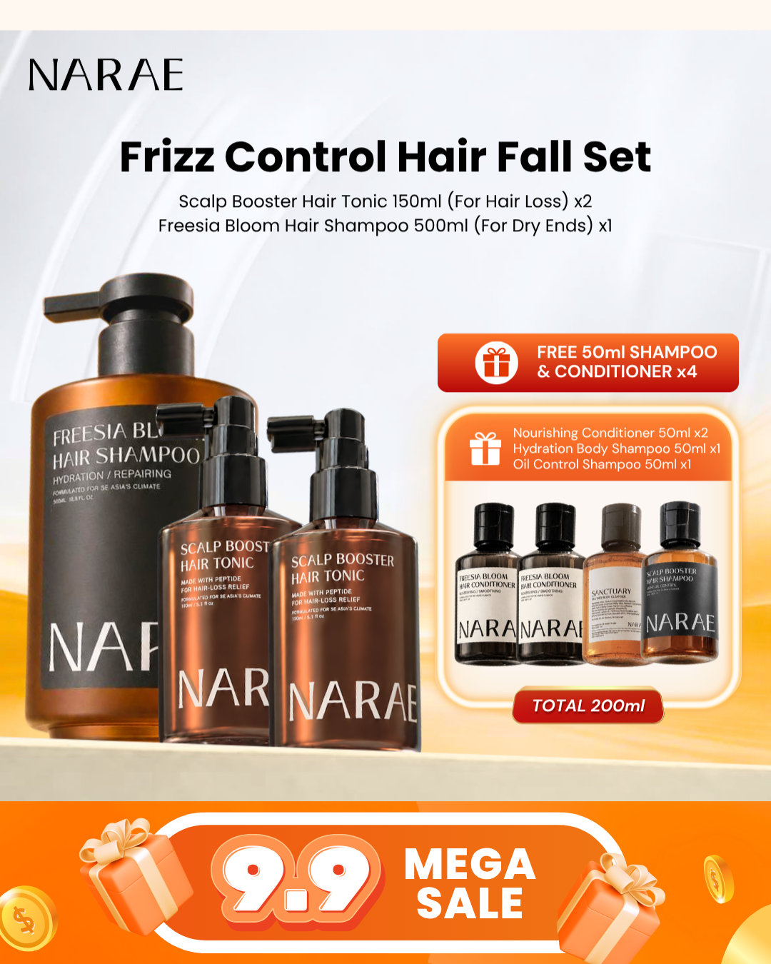 [9.9 DEALS] Frizz Control Hair Fall - Set C